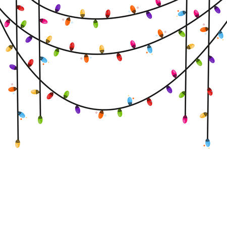 Light Bulbs Collection. Set of Christmas lights for Xmas holiday greeting card designのイラスト素材