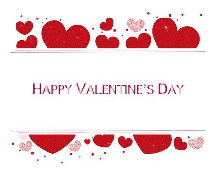 Valentine hearts and Happy Valentine's Day text. Valentines Day poster design backgroundのイラスト素材