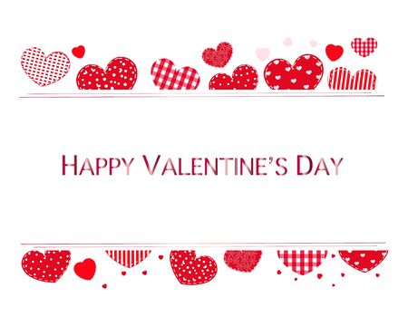 Simple red heart, stars and heart balloon frame greeting card. Valentine's day backgroundのイラスト素材