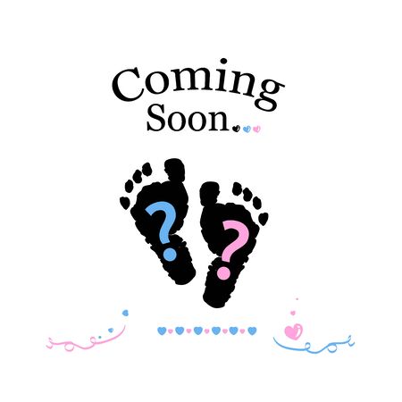 Coming soon baby. Baby gender reveal symbol. Girl, boy and twin baby symbolのイラスト素材