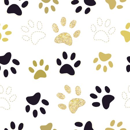 Gold and black paw printsのイラスト素材