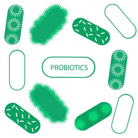 Probiotics symbol and symbolic medical illustration of the intestinal bacterial floraのイラスト素材