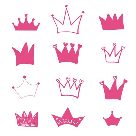 Hand drawn doodle pink crown illustrationのイラスト素材
