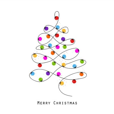 Made of colorful light bulb tree. Happy new year greeting cardのイラスト素材