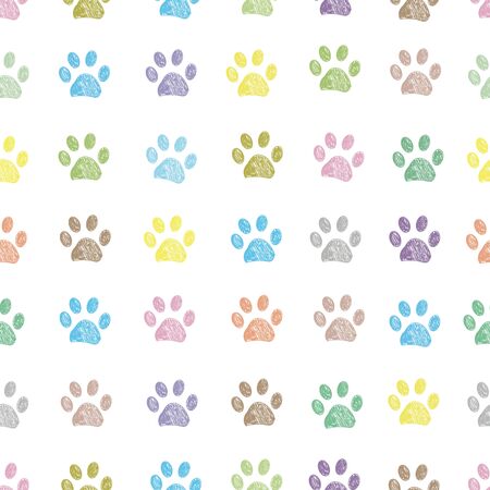 Colorful paw prints pattern vector illustrationのイラスト素材