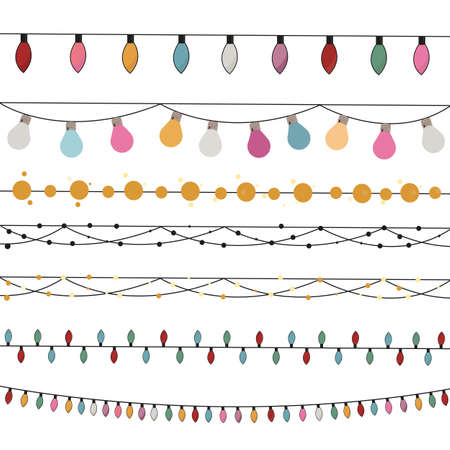 Cute Christmas lights set vector illustrationのイラスト素材