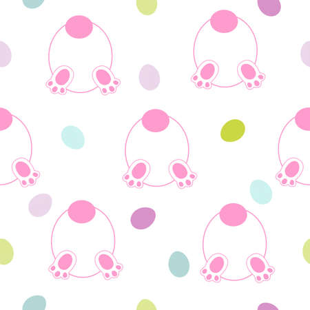 Bunny rabbit butt and butterflies seamless Easter, birthday, spring ... etc textile design seamless patternのイラスト素材