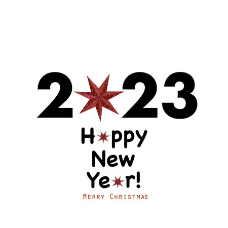 2023 text paper stars lights merry christmas happy new year greeting cardのイラスト素材