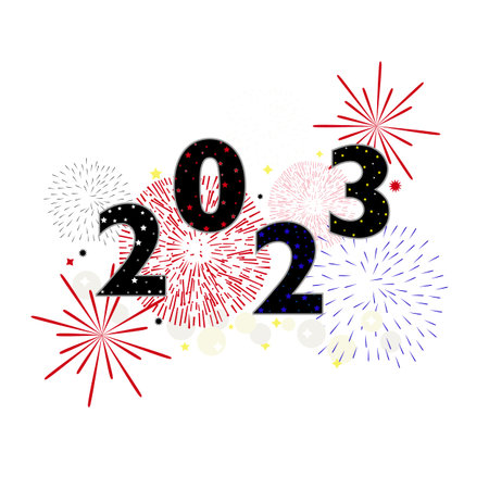 2023 text with firefox business design Happy new year greeting card