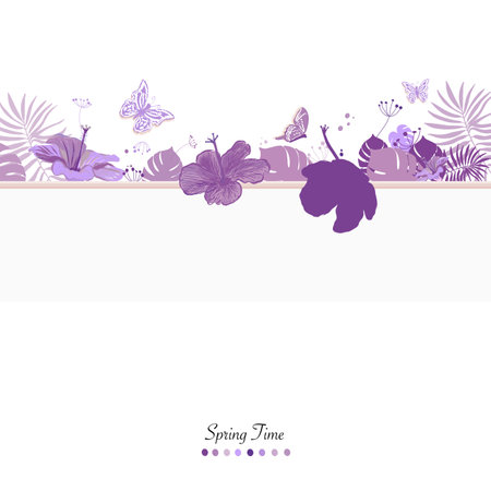 Gardening spring time banner design tropical lilac flowers vectorのイラスト素材