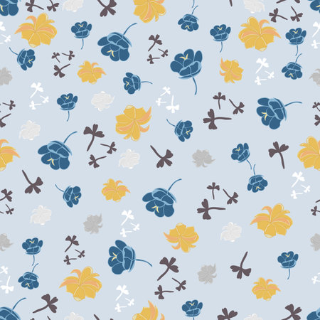Ditsy flower seamless fabric design pattern8のイラスト素材