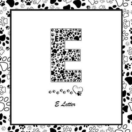 Greeting card with leopard print and letter E. Vector illustration.のイラスト素材