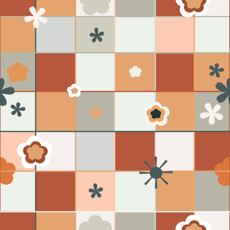 Retro fashion colorful floral seamless fabric design pattern3のイラスト素材