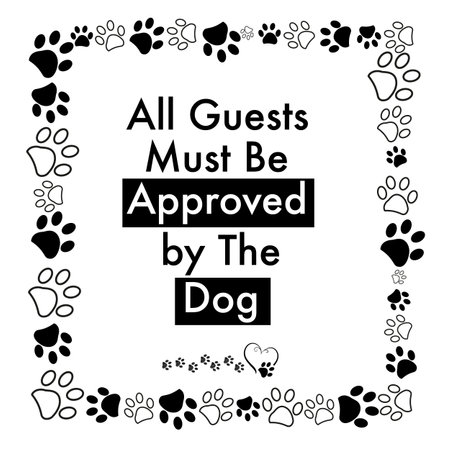 All guests must be approved by the cat text with black and white paw printsのイラスト素材