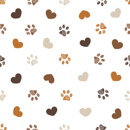 Brown winter paw seamless fabric design patternのイラスト素材