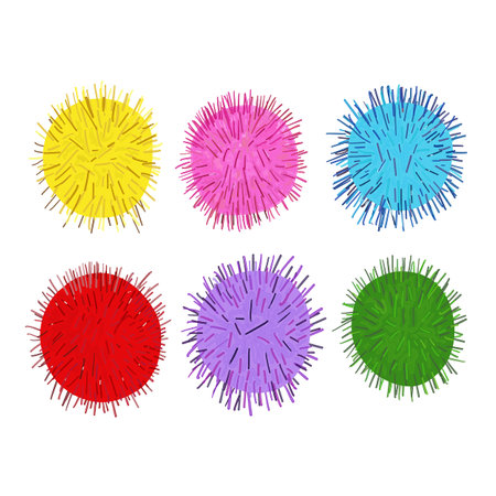 Colorful shining pom poms vector illustrationのイラスト素材