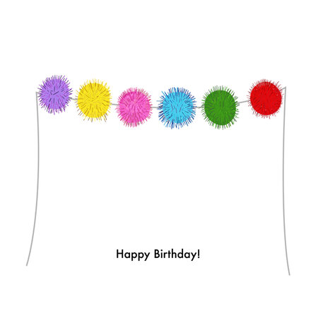 Colorful shining birthday party decorations pom poms vector illustrationのイラスト素材