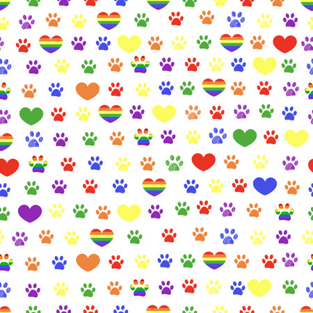 Rainbow pride flag lgbt with hearts seamless fabric design patternのイラスト素材