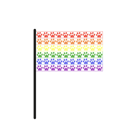 Rainbow pride flag with paw prints vector backgroundのイラスト素材