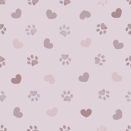 Lilac winter paw seamless fabric design patternのイラスト素材