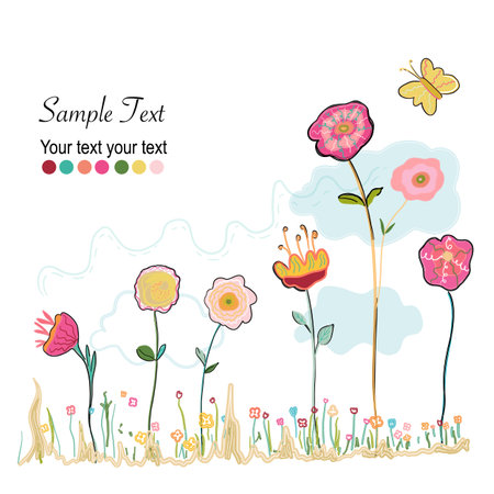 Colorful abstract spring flower greeting card backgroundのイラスト素材