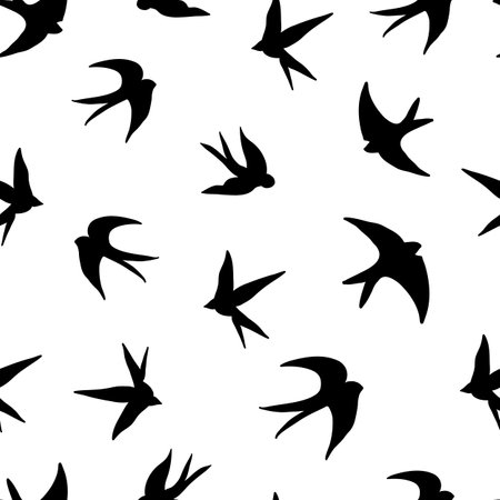 Pattern with small swallowsのイラスト素材