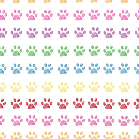 Rainbow colors seamless horizontal paw prints seamless patternのイラスト素材