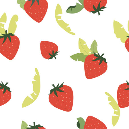Strawberry seamless fabric design patternのイラスト素材