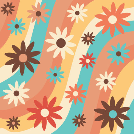 90's background with simple flowers. Vector illustrationのイラスト素材