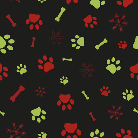 Christmas design seamless paw prints pattern 3のイラスト素材