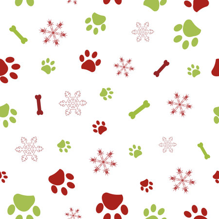 Christmas design seamless paw prints pattern 2のイラスト素材