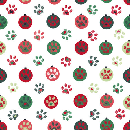 Christmas ball ornaments seamless fabric design patternのイラスト素材