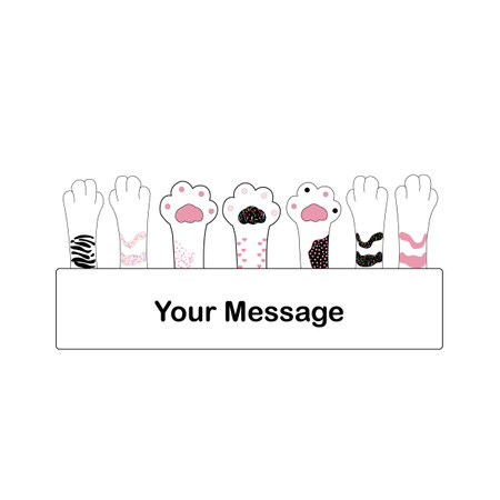 Lovely cat or dog raised paws horizontal blank holding up sign with space for your messageのイラスト素材
