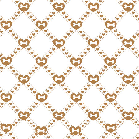 Brown plaid with bones and hearts patternのイラスト素材