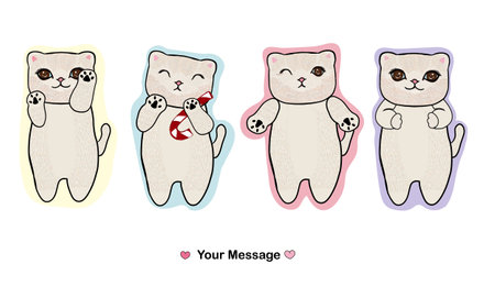 New year kittens sticker set with candyのイラスト素材