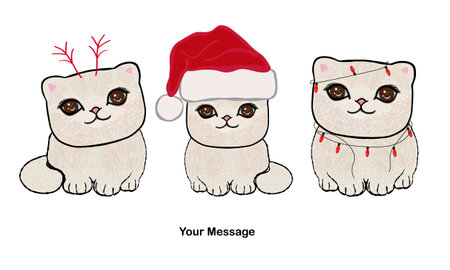 Valentines Day design cute kittens with hanging coffee cups 3のイラスト素材