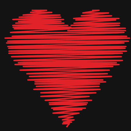 Illustration of a red heart on a black backgroundのイラスト素材