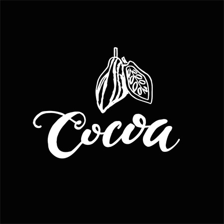 Seamless background with cocoa beans. Cute doodle illustration.のイラスト素材
