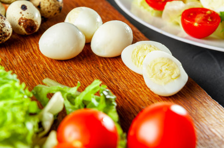 preparing ingredients and salad products from vegetables