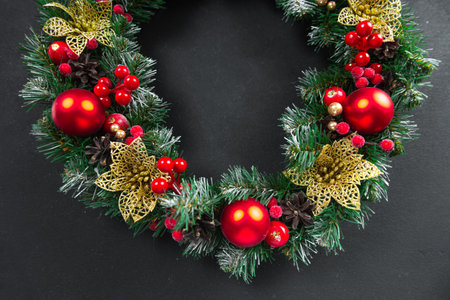 Half a Christmas vintage on a dark background