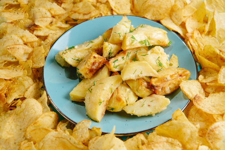 Fried food, not healthy. Lots of fried potatoes and chips
