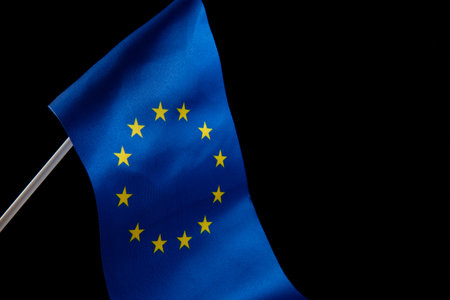 The flag of the European Union on a black background