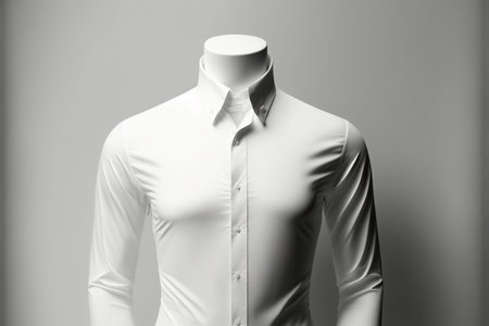 Long sleeve white t-shirt with front and back views isolated on white. white shirt with long sleeves on a mannequin AI generationの写真素材