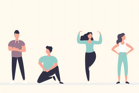 A group of people doing yoga and stretching.の素材
