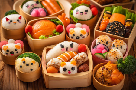 A collection of food in a bento boxの素材