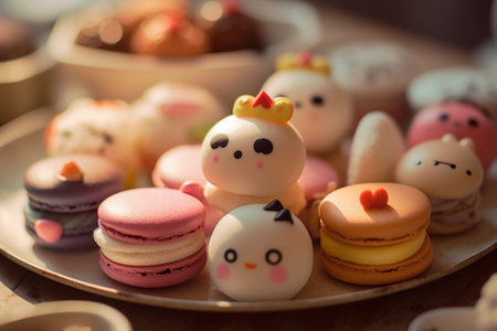 A plate of food with a little bird on topの素材