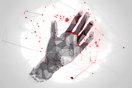 A hand with a red lineの素材