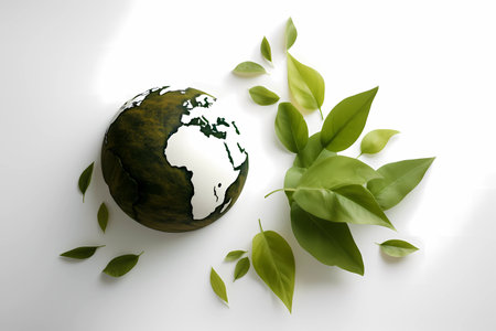 A green planet with the world on itの素材