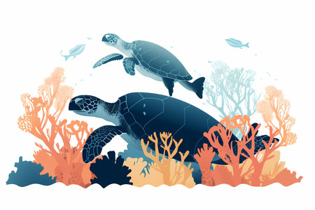 World Oceans Day Coral reef under the sea.の素材