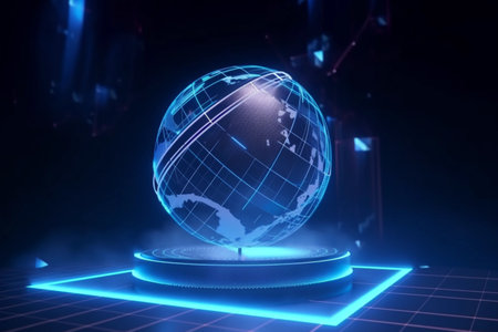 A 3d globe with a blue background and the word worldの素材